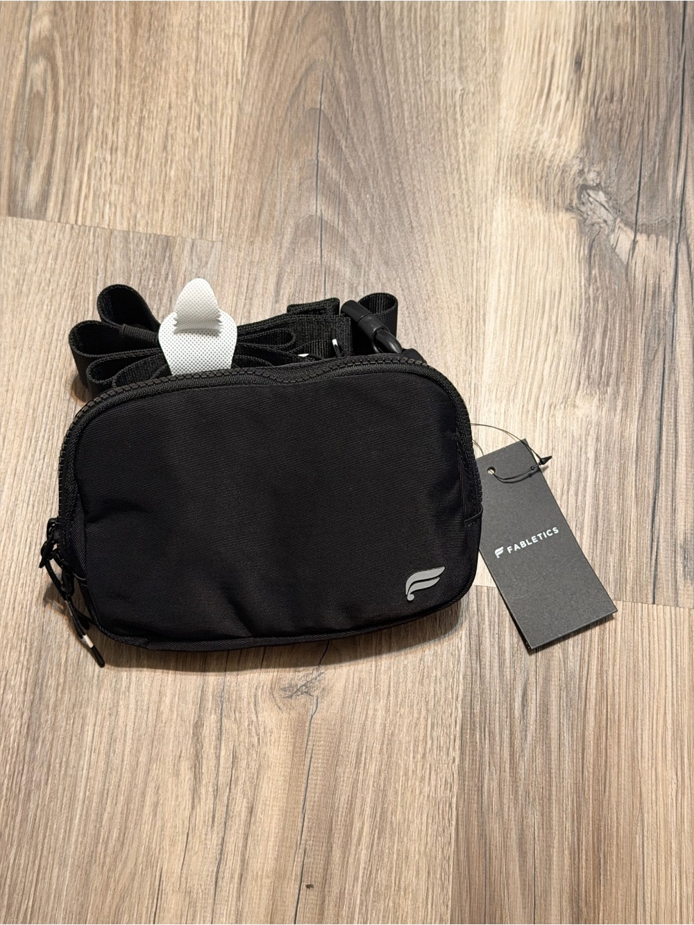 Fabletics Black Compact Belt Bag with White Accent